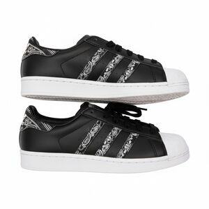 Adidas Superstar Paisley Shell Toe Sneakers - Black/White - Size: 7.5W / 6M